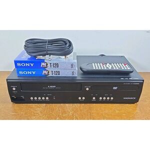 DV220MW9 Magnavox w/ Remote & Cables VCR DVD Combo 4 Head Player Working Tested